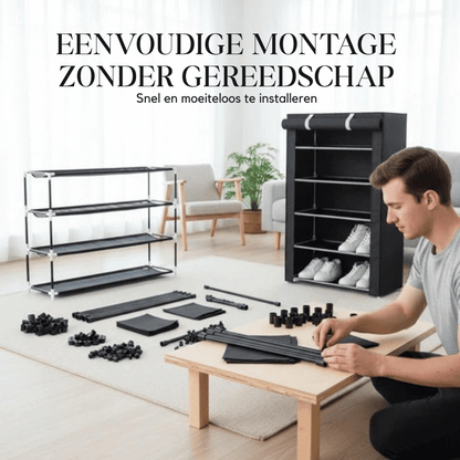 Shoe Cabinet with Fabric Cover and Steel Frame – 6 or 8 Tiers