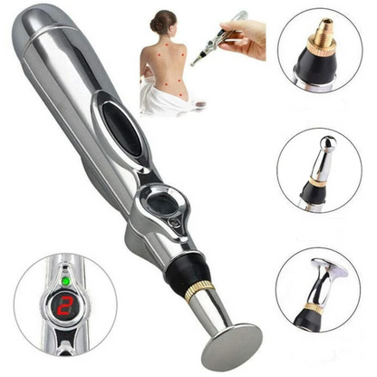 Electric Acupressure Pen — 3 Attachments, 9 Intensity Levels, No Needles