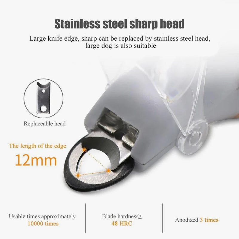 Pet Nail Clippers with LED Light – Replaceable Stainless Steel Blade
