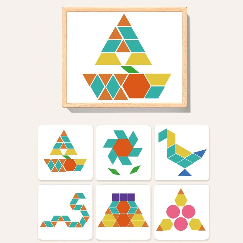 Magnetic Wooden Building Blocks with Pattern Cards