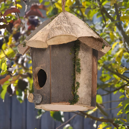 Wooden Birdhouse with a Hanging Strap