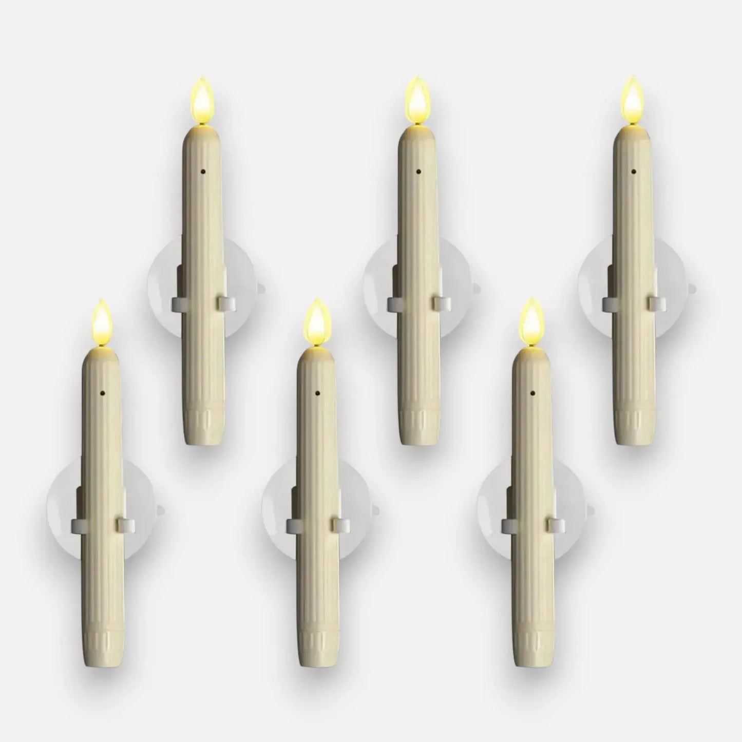Set of 6 LED Window Candles with Dusk Sensor – Realistic Warm-White Flickering Flame for Cozy Evenings