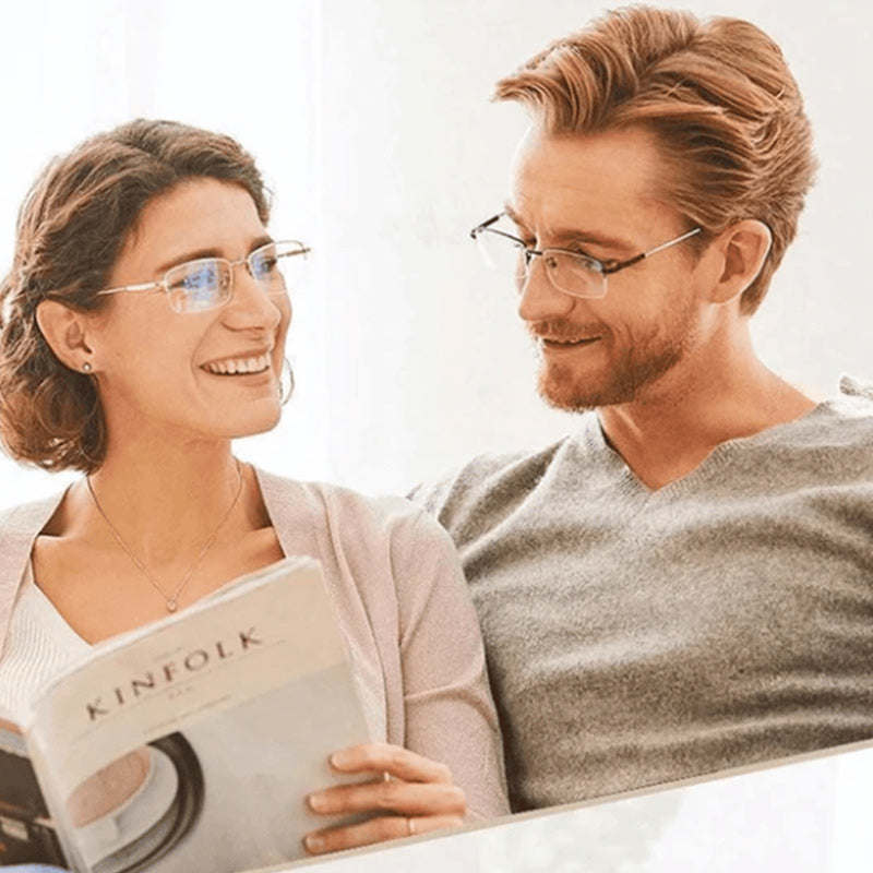 Multifocal reading glasses with a blue light filter