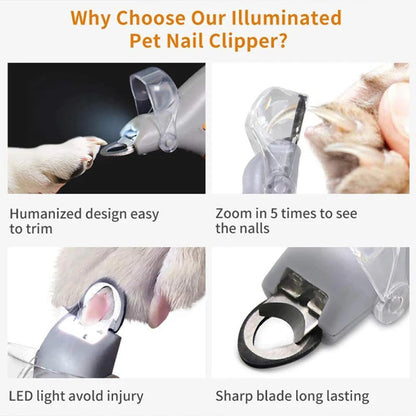 Pet Nail Clippers with LED Light – Replaceable Stainless Steel Blade