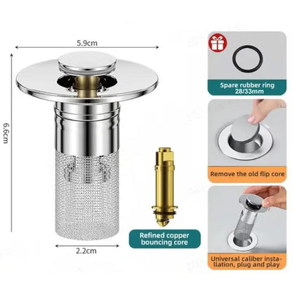 Anti-Clog Drain Strainer with Pop-Up Function