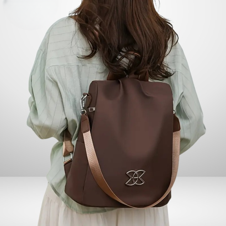 Anti-Theft Backpack – 3 Carrying Options, Water-Repellent, Brown & Black