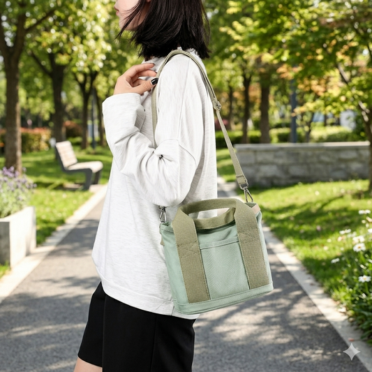 Japanese-inspired canvas tote bag – with interior compartments, lightweight & durable