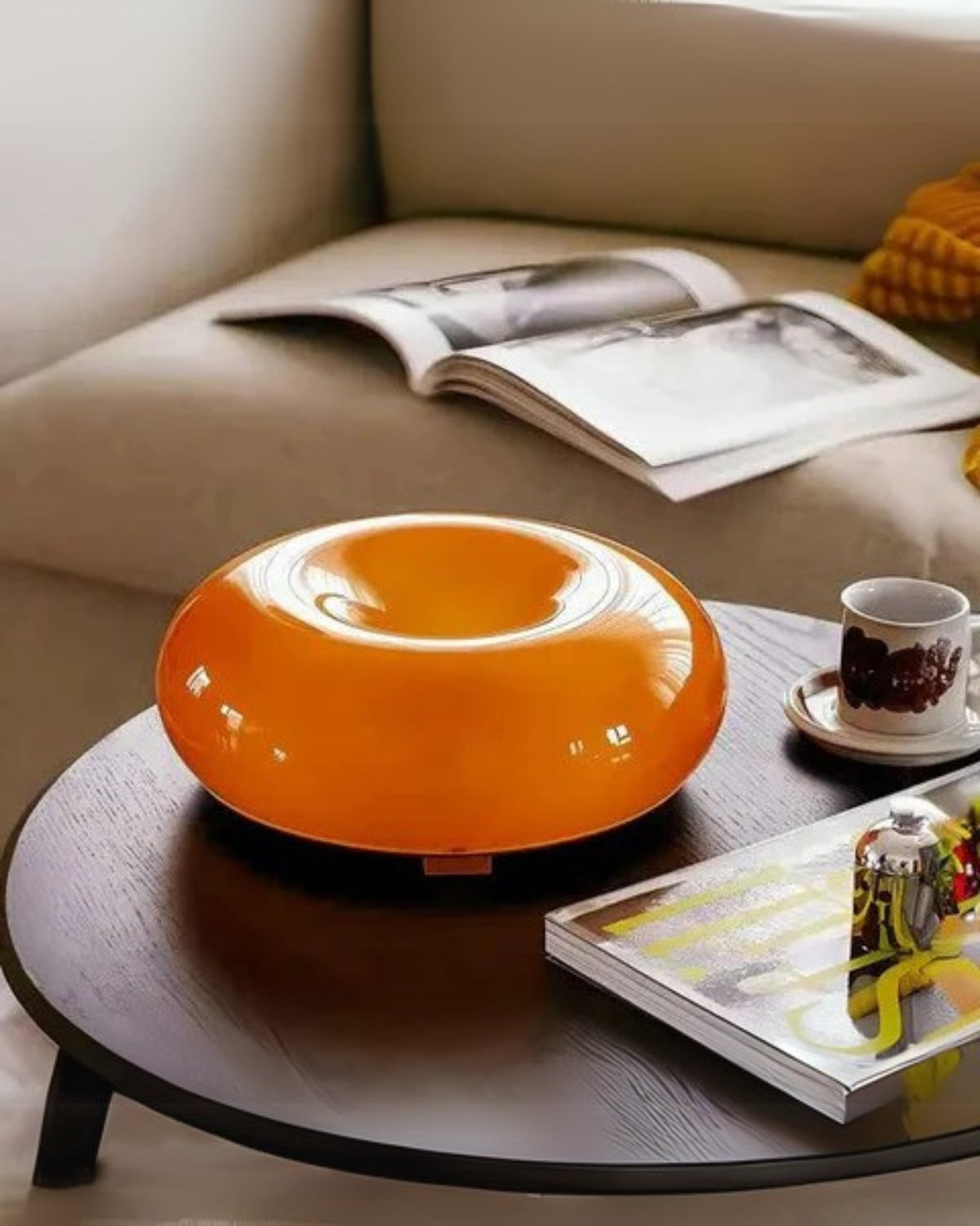 Round Donut-Shaped Table Lamp with Soft LED Light