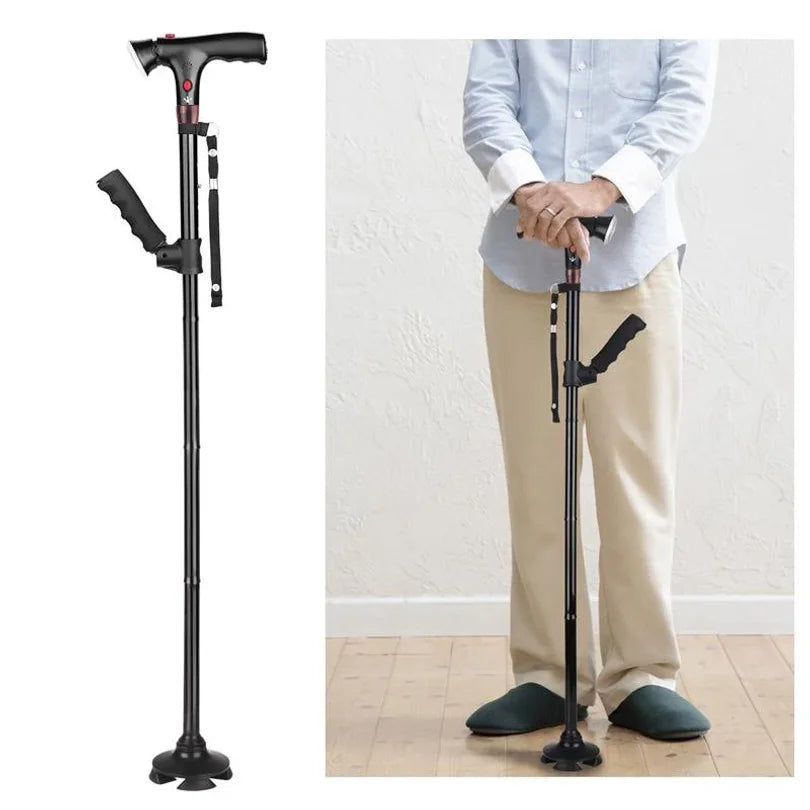 Folding Walking Cane with LED Light and Alarm