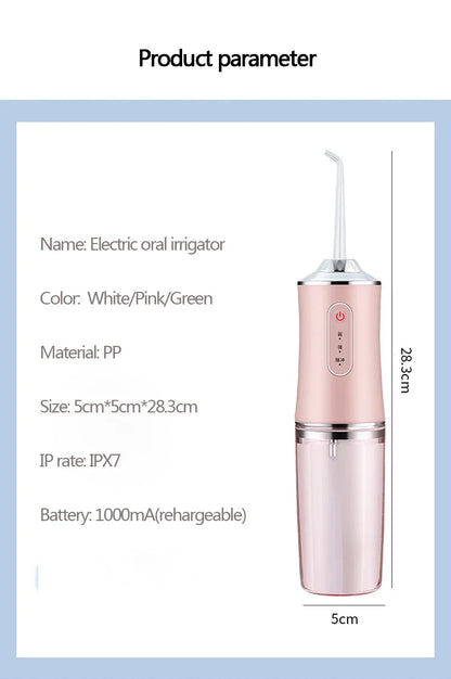 Portable Water Flosser with 4 Cleaning Heads