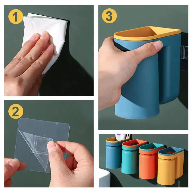 1+1 FREE | Adhesive Wall-Mounted Toothbrush Holder – Stress-Free, Tidy Storage