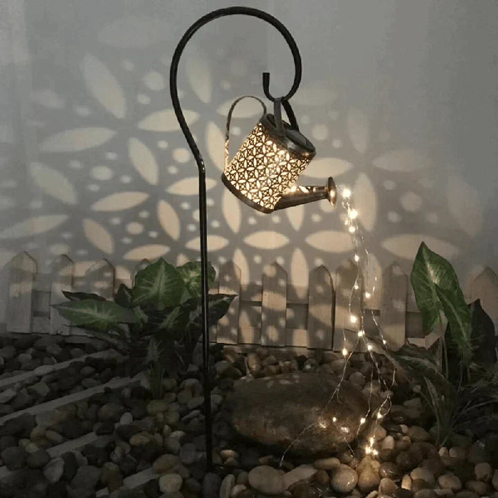 Solar-Powered Garden Lamp with Rain Sound – Watering Can Design