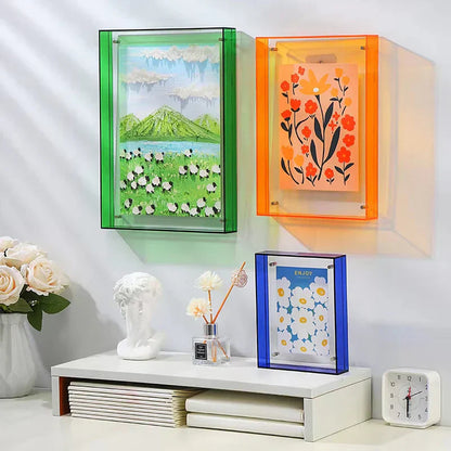 Double-Layered Acrylic Picture Frame for Walls and Tables – 10 Colors, 5 Sizes
