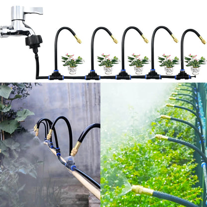Irrigation System for Gardens & Balconies — 360° Spray Nozzles, No Electricity Required