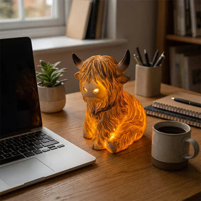 Highland Cow Resin Night Light – Decorative Lamp with Warm Amber Glow