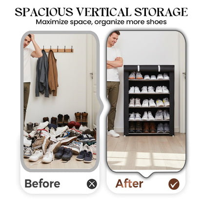 Shoe Cabinet with Fabric Cover and Steel Frame – 6 or 8 Tiers