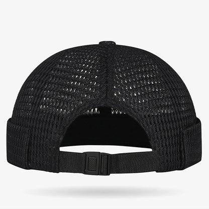 Breathable mesh cap with an adjustable strap