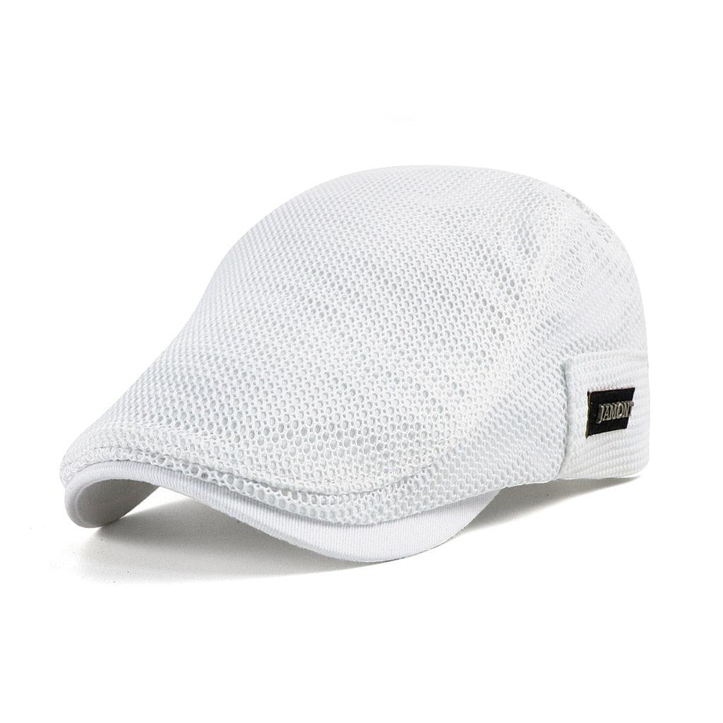 Flat cap, mesh material, breathable, adjustable