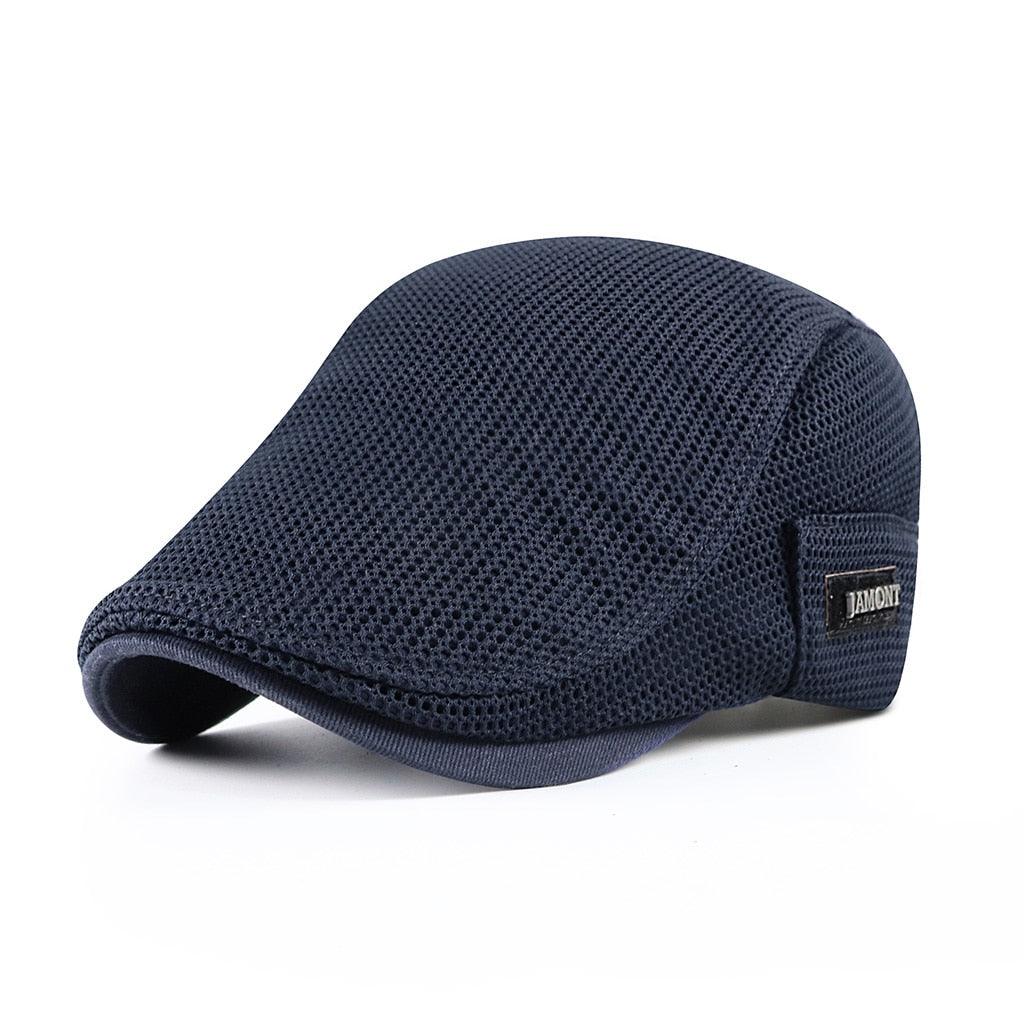 Flat cap, mesh material, breathable, adjustable