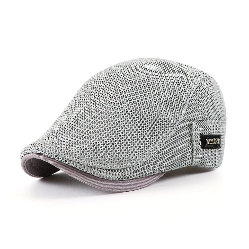 Flat cap, mesh material, breathable, adjustable