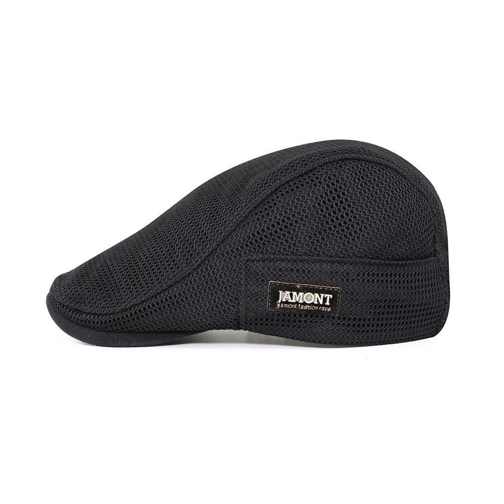 Flat cap, mesh material, breathable, adjustable