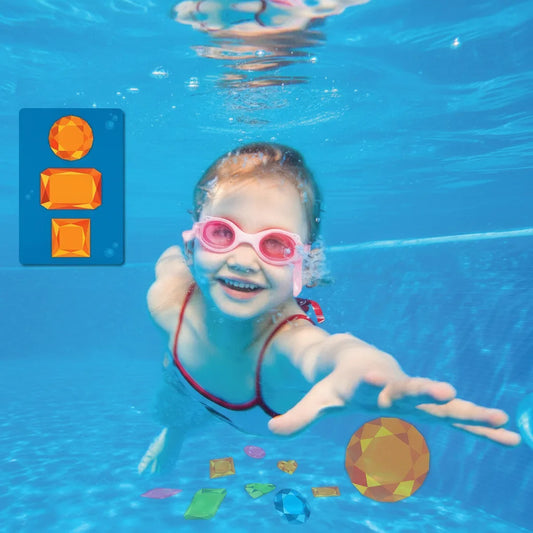 Underwater Pool Treasure Hunt Game with Waterproof Gems and Maps